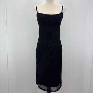 VTG Byer Too! Y2K Ruched Straps Midi Dress Small Black Whimsigoth Fairy Grunge